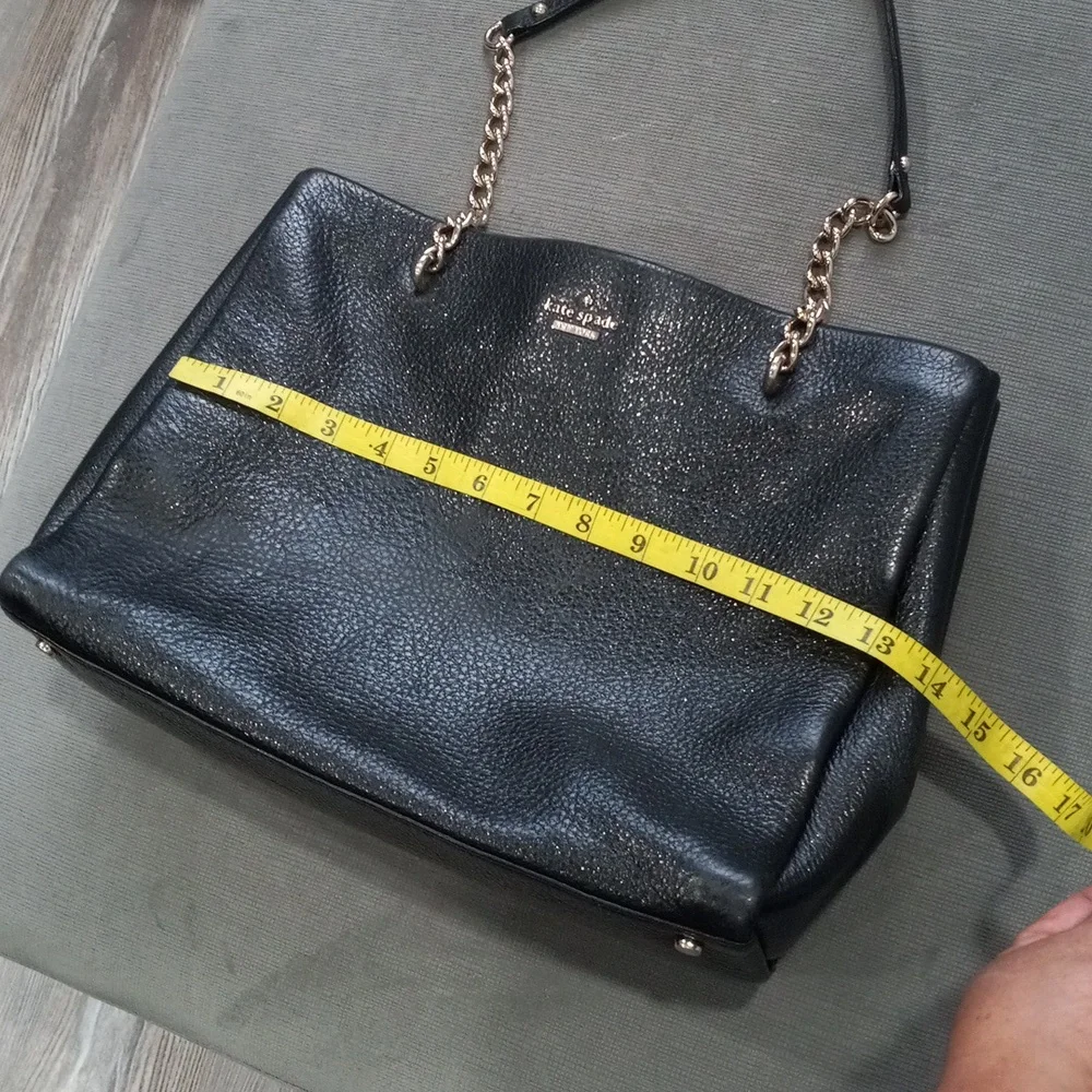 Kate Spade NY Emerson Pebbped Black Leather W/ Gold Chain Shoulder Bag